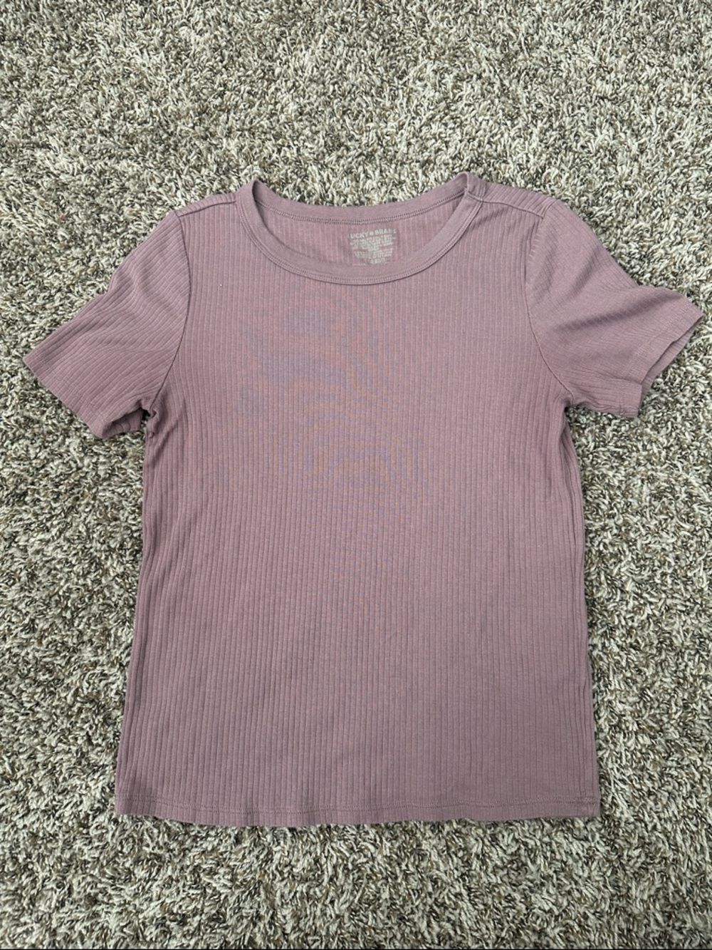 Lucky Brand Ribbed Short-Sleeve Tee - Mauve Purple